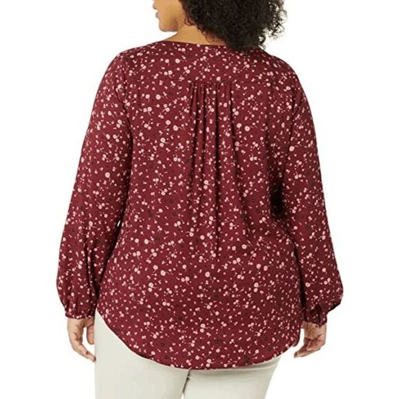 Women's Georgette Neck Blouson Sleeve Shirt - Picture 4 of 5